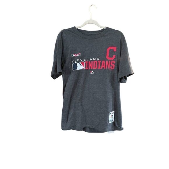Cleveland Indians Majestic Authentic MLB T-Shirt Gray Medium - Picture 9 of 10